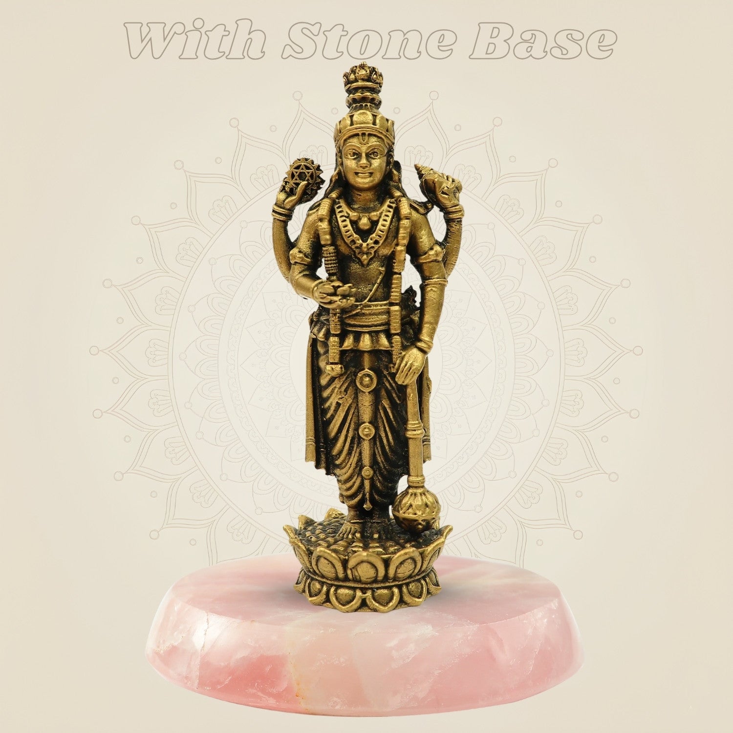 5" Bronze Lord Vishnu Idol with stone base