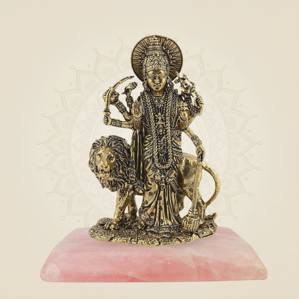 5" Durga Maa Brass Idol with Lion – Handcrafted Divine Sculpture - Luxeartisanship