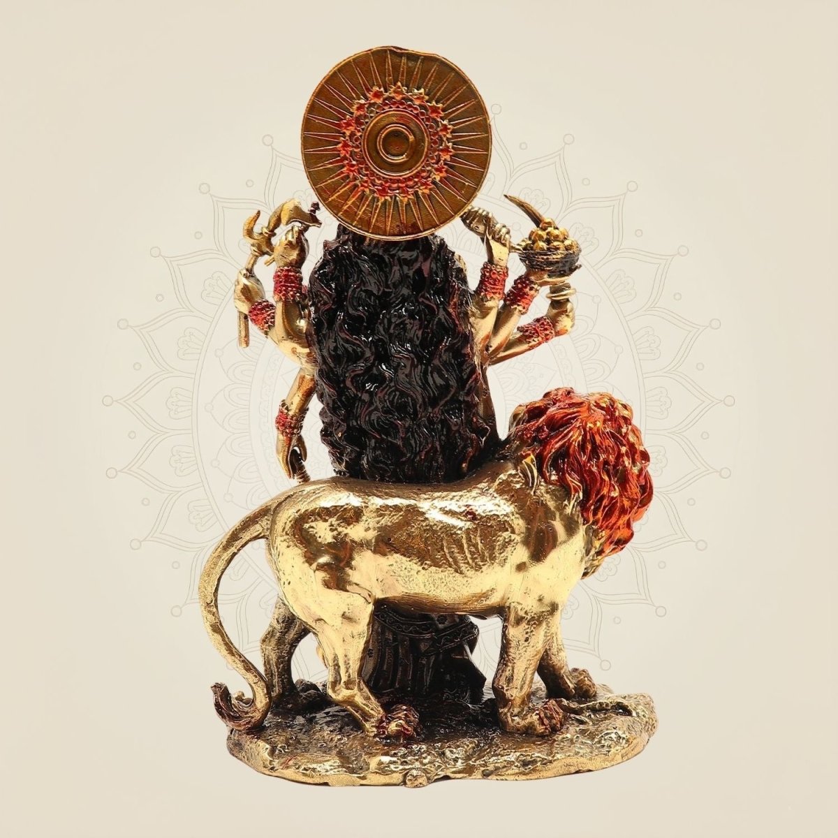 5" Durga Maa Brass Idol with Lion – Handcrafted Divine Sculpture - Luxeartisanship