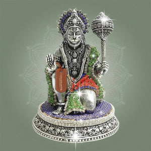 Brass Hanuman Idol in with Sparkling Stone Work