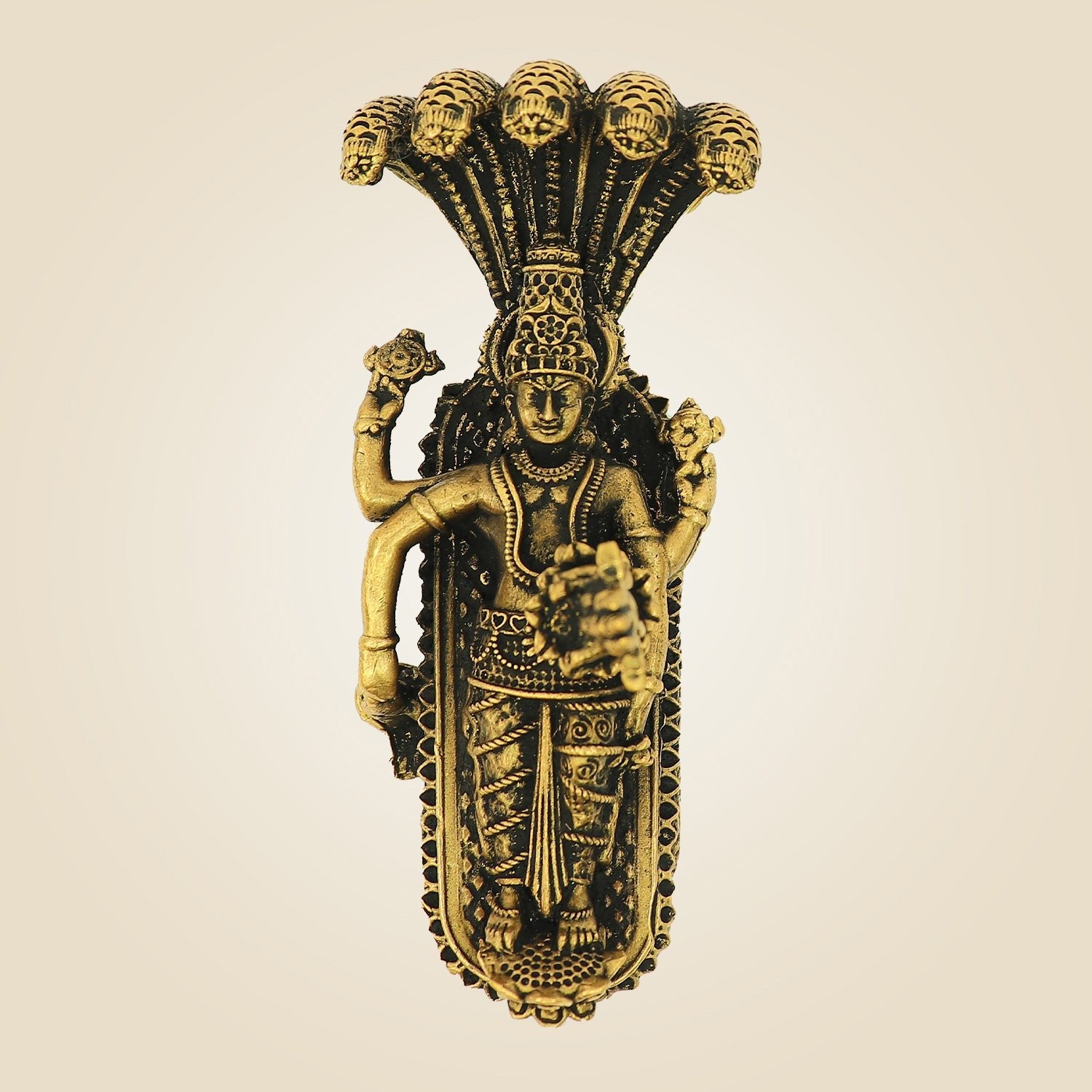 Handcrafted Vishnu on Sheshnag Bronze Idol – Divine Anantashayana Idol - 1.50"