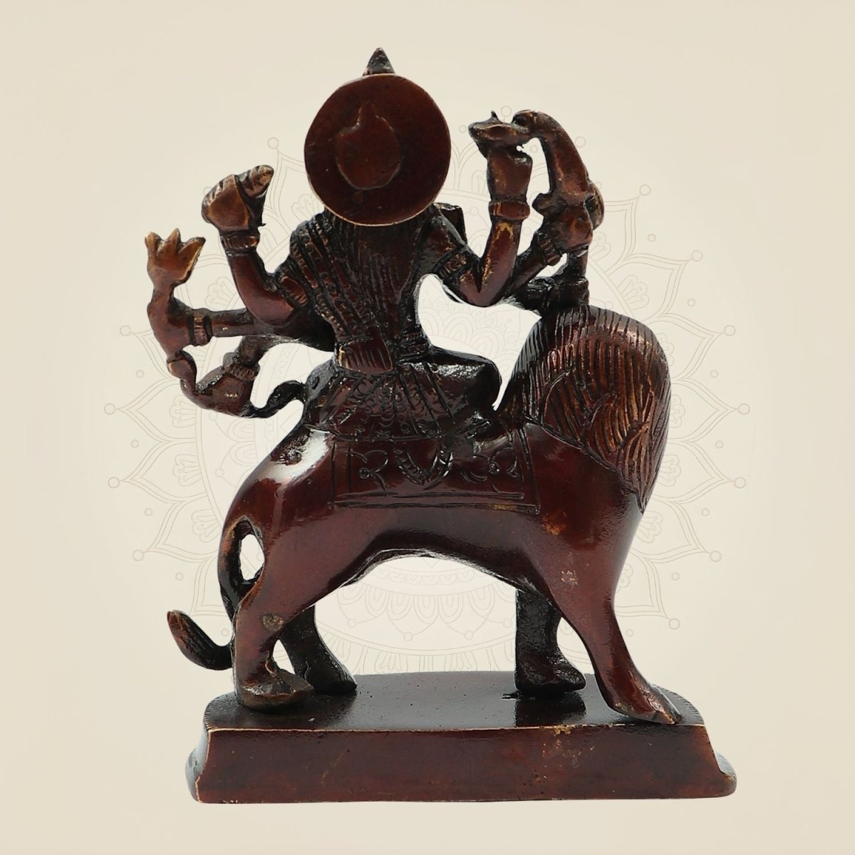 5.25" Brass Durga Maa Idol on Lion – Powerful Simhavahini Goddess Statue for Navratri Puja