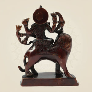 5.25" Brass Durga Maa Idol on Lion – Powerful Simhavahini Goddess Statue for Navratri Puja