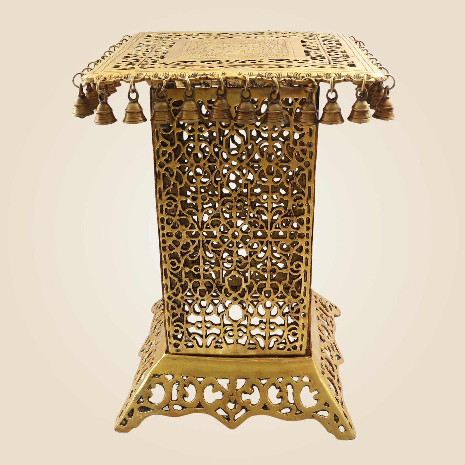 Handcrafted Brass Chowki Table 20.5" – Perfect Altar for Deities & Pooja