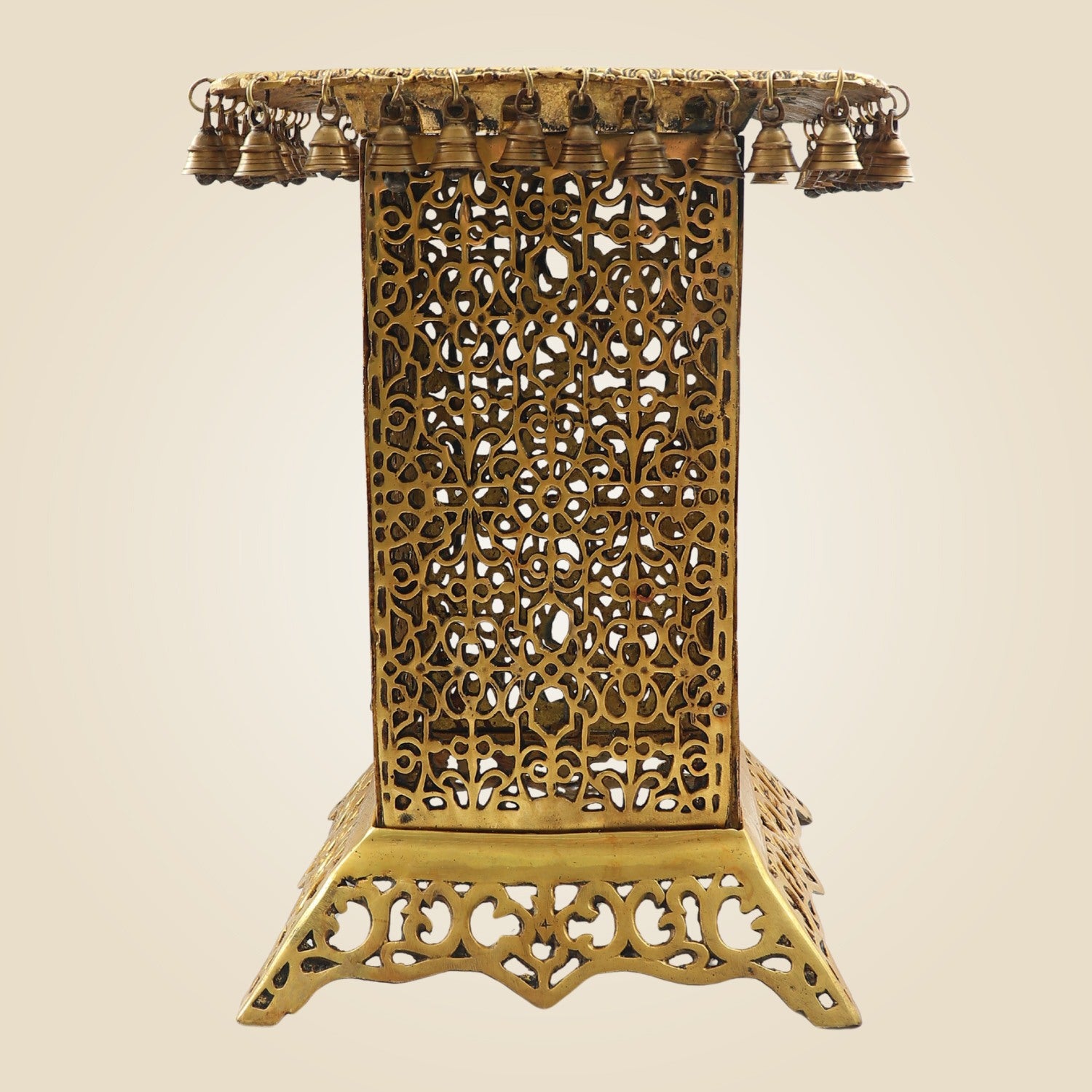 Handcrafted Brass Chowki Table 20.5" – Perfect Altar for Deities & Pooja