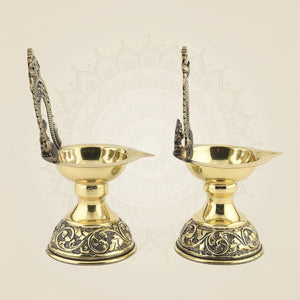 Brass Laxmi Ganesh Diya Set