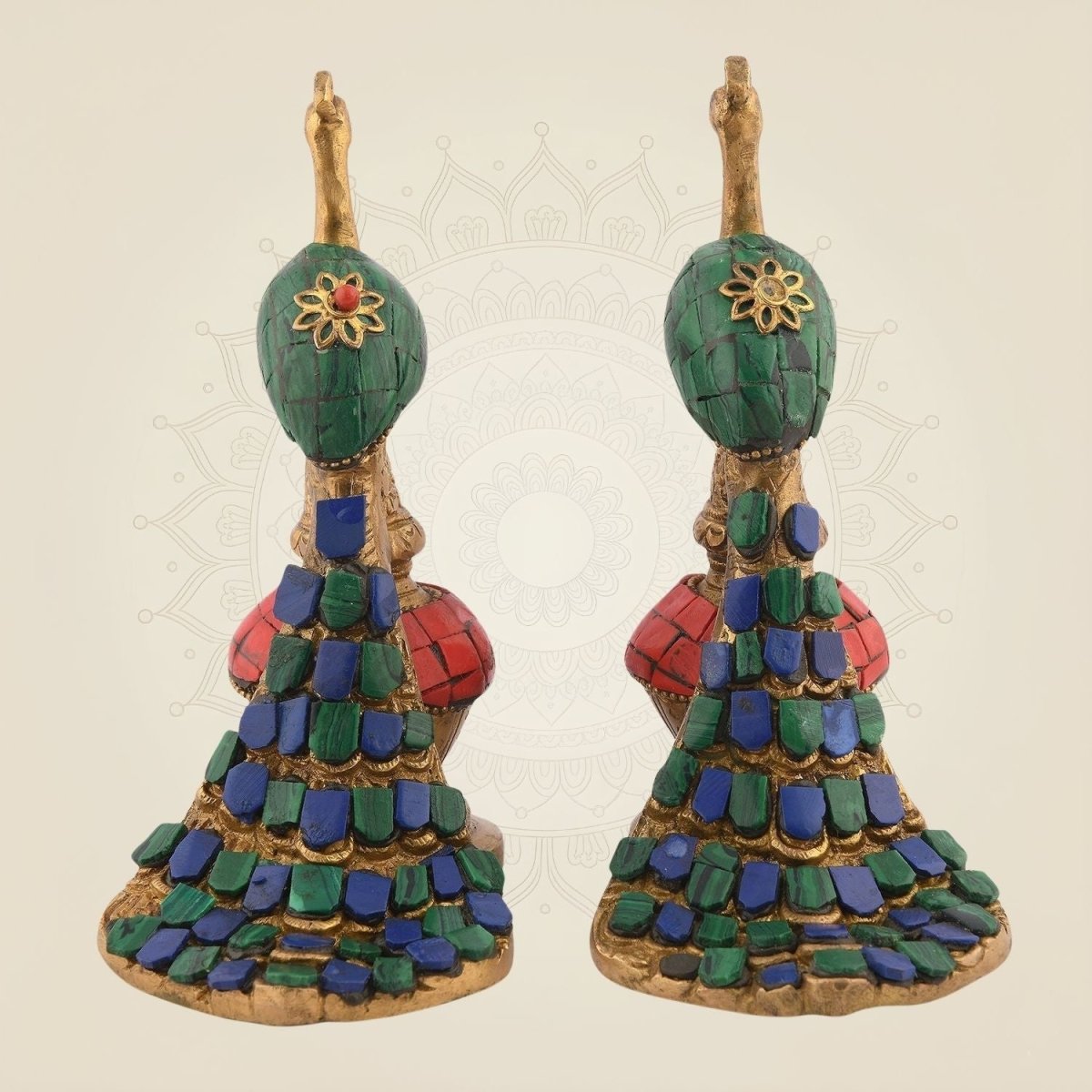 5.5" Brass Peacock Pair – Handcrafted Stone - Finish Decor