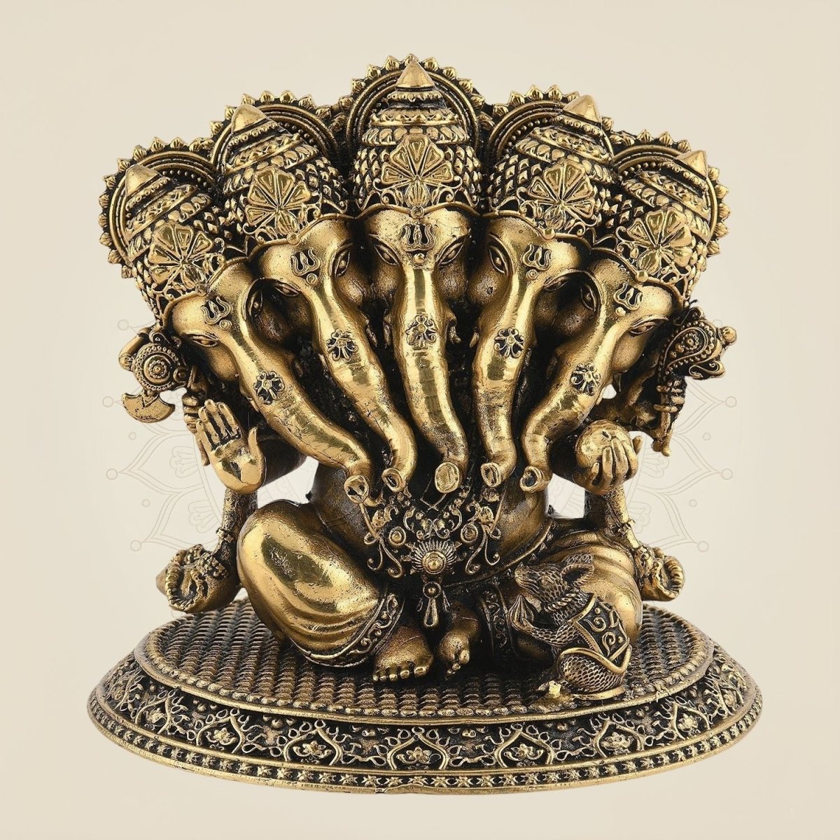 Brass Panchmukhi Ganesha Idol