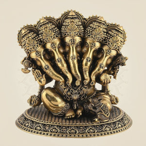 Brass Panchmukhi Ganesha Idol