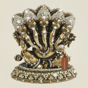 Panchmukhi Ganesha Brass Murti with Jewellery Stone Work