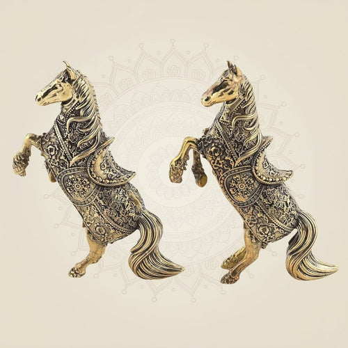 5.5" Standing Horse Pair – Brass Vastu Decor Statues for Energy, Success & Positivity