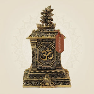 5.5" Traditional Pure Brass Tulsi Maadam with Om Design - Luxeartisanship
