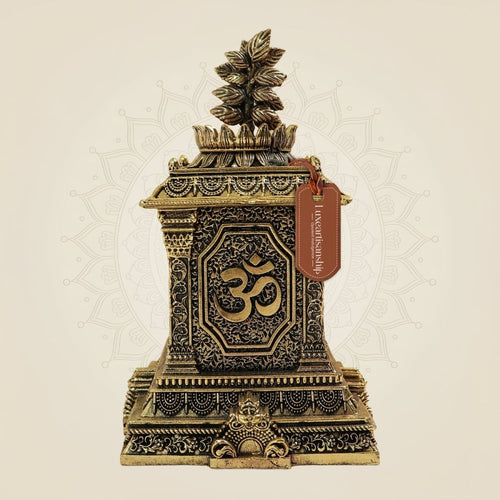 5.5" Traditional Pure Brass Tulsi Maadam with Om Design