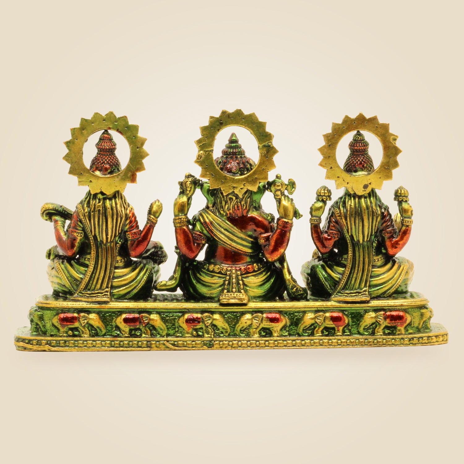 Brass Ganesh Lakshmi Saraswati Idol Set | Divine Hindu God Statue for Pooja & Home Decor 4" - Luxeartisanship
