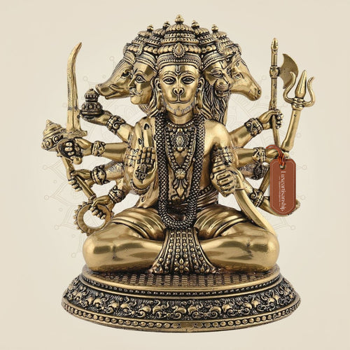 6" Panchmukhi Hanuman Idol – Pure Brass Handcrafted Murti