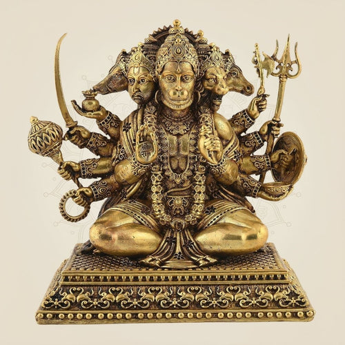5.75" Panchmukhi Hanuman Idol – Pure Brass Handcrafted Lightweight Sculpture