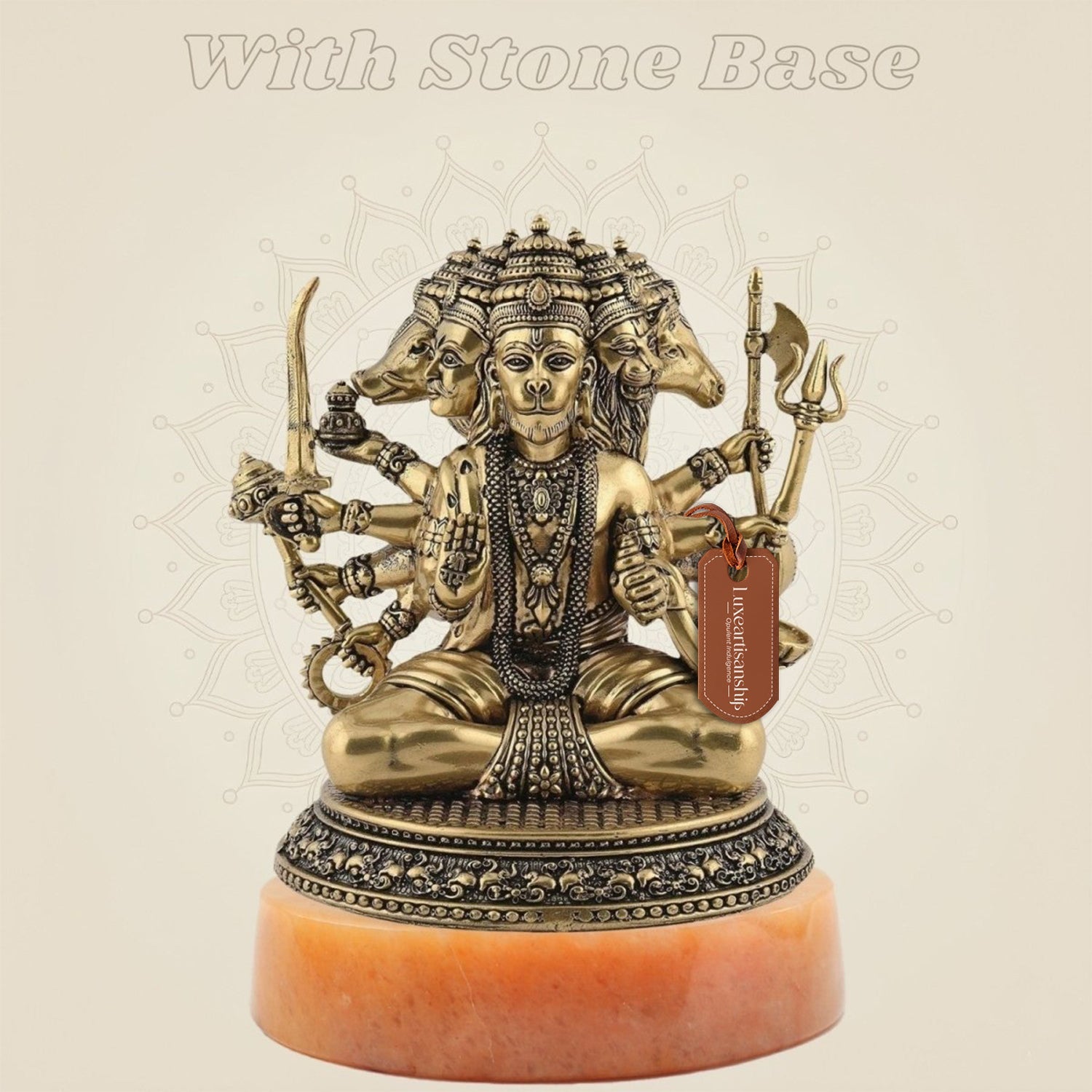 Brass Hanuman with Gemstone Base