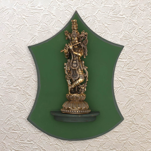 Wall Frame with Brass Krishna 16" – Unique Design for Spiritual Home Decor