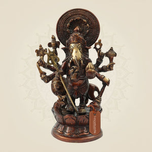 Brass Astha Bhuja Ganesha Idol Luxeartisanship