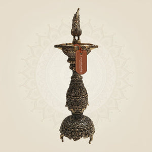 Brass Samai Diya with Peacock 12"– Classic Deepam - Luxeartisanship