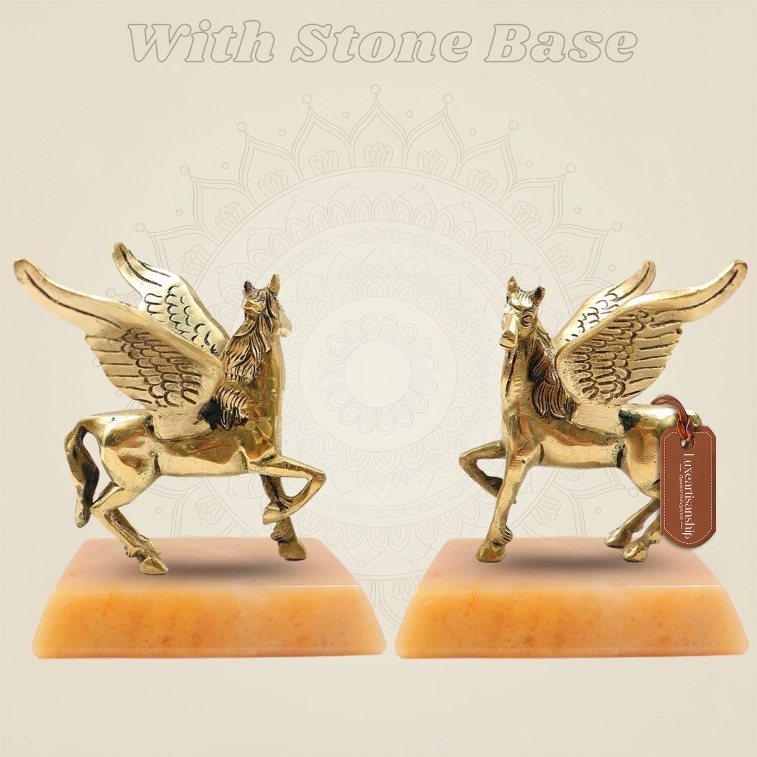 Pair of Brass Winged Horse Idols – Pegasus Style Handcrafted Showpiece - 4.5 - Luxeartisanship