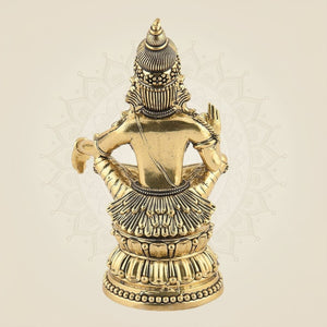 6" Ayyappa Swami Brass Idol – Handcrafted Lord Ayyappa Murti for Temple & Pooja Decor - Luxeartisanship