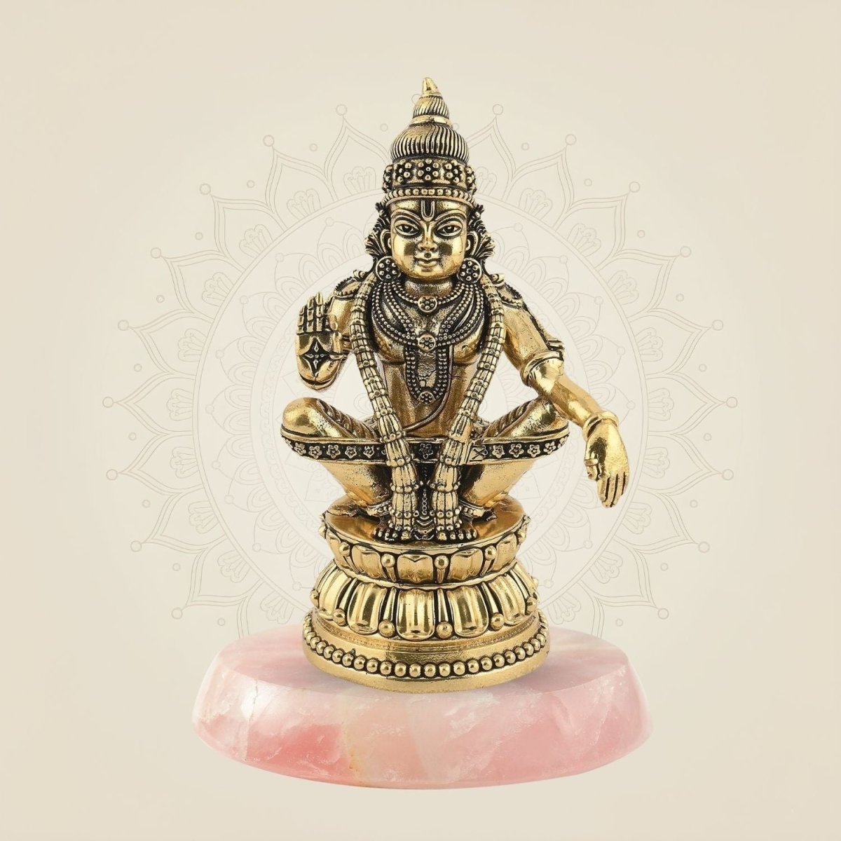 6" Ayyappa Swami Brass Idol – Handcrafted Lord Ayyappa Murti for Temple & Pooja Decor - Luxeartisanship