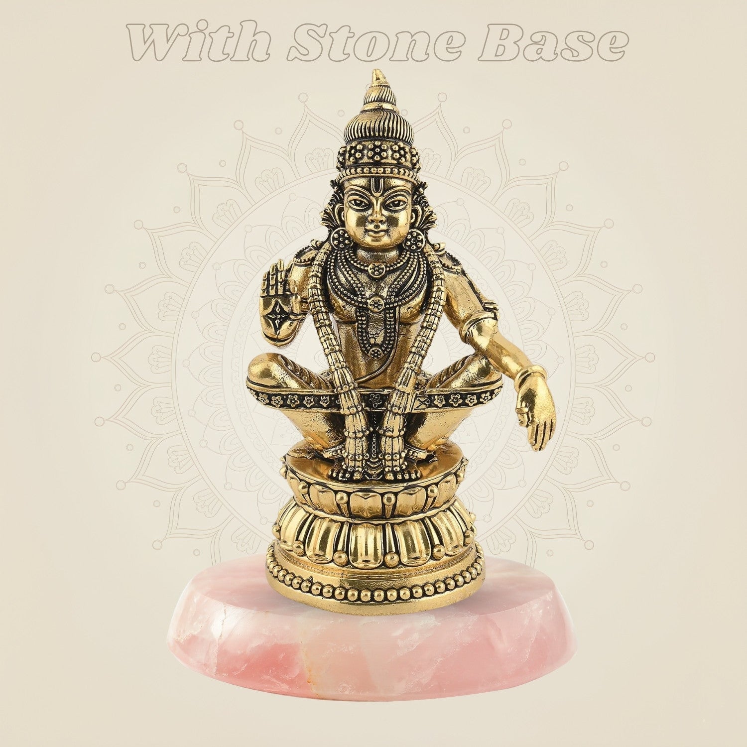 6" Ayyappa Swami Brass Idol – Handcrafted Lord Ayyappa Murti for Temple & Pooja Decor - Luxeartisanship