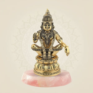 6" Ayyappa Swami Brass Idol – Handcrafted Lord Ayyappa Murti for Temple & Pooja Decor - Luxeartisanship