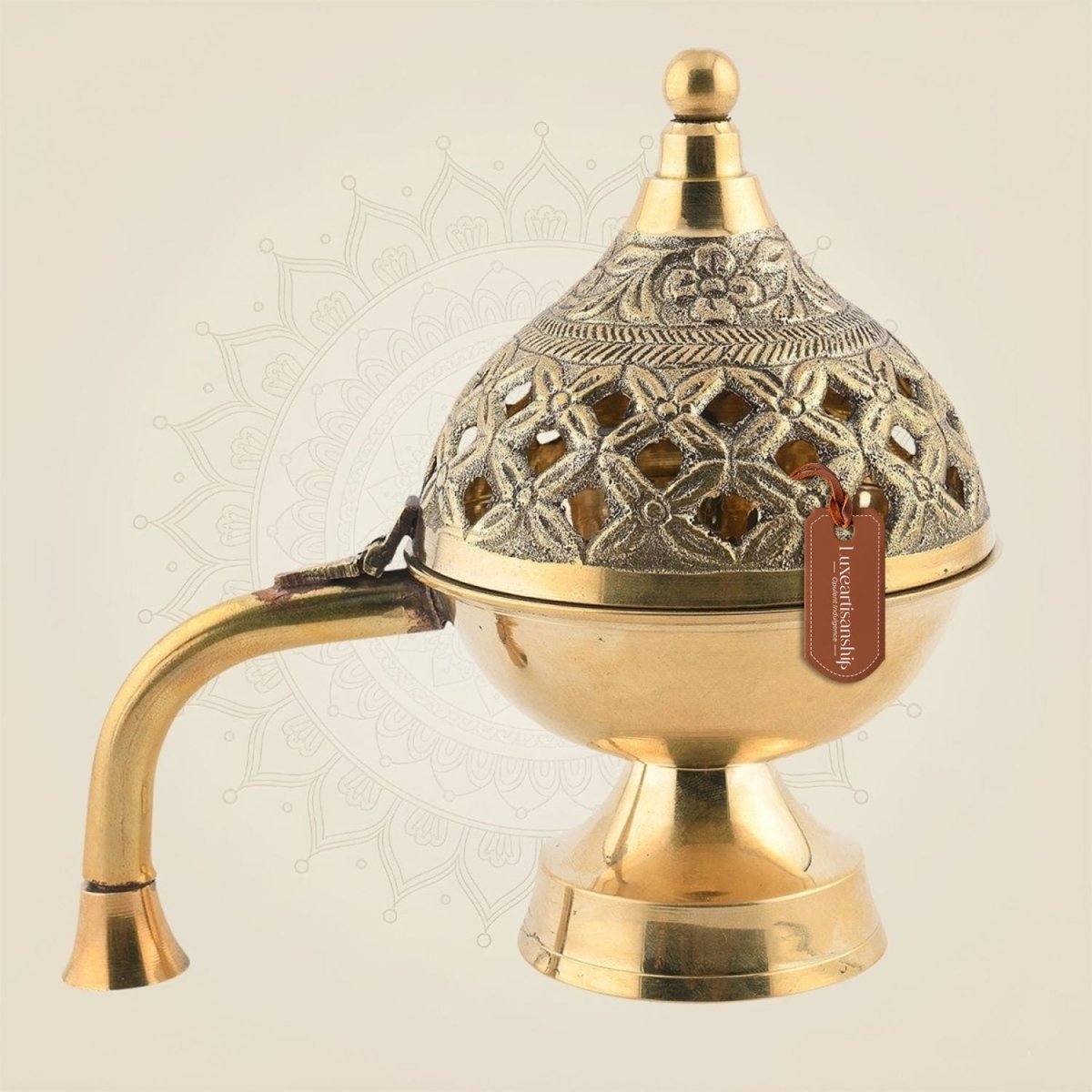 6" Brass Dhoop Dani with Handle