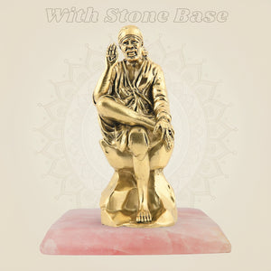 Brass Sai Baba Idol on stone base