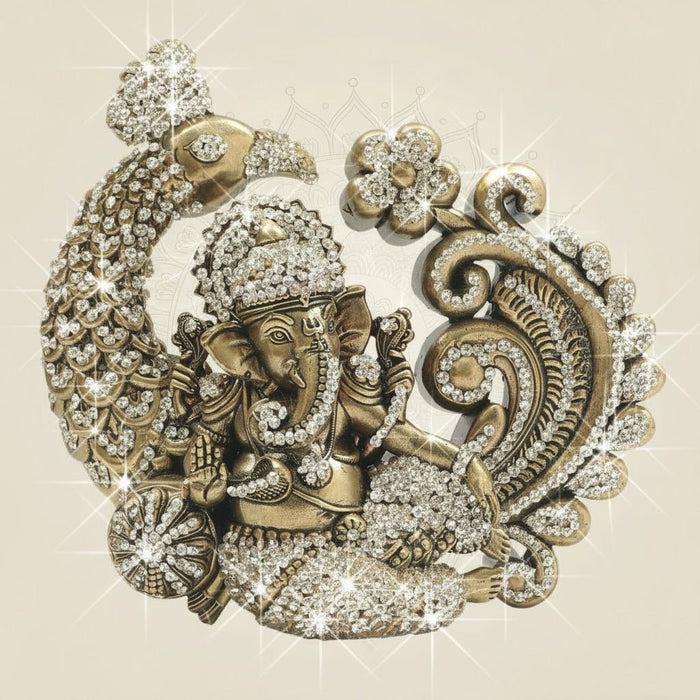 Brass Ganpati Idol for Home with Stone Work