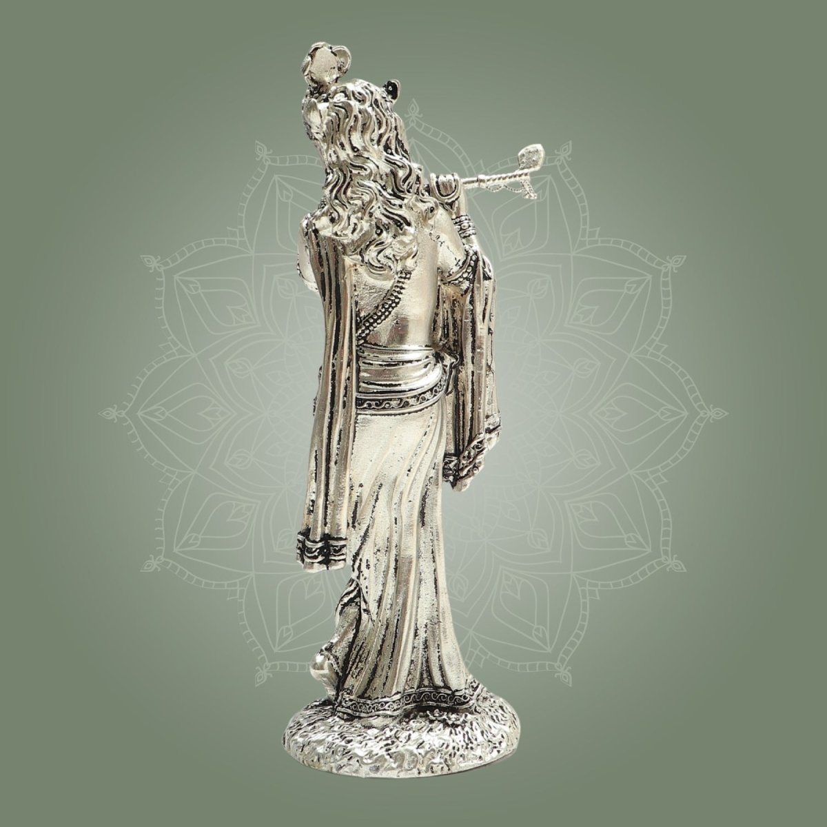 6" Lord Krishna Silver Plated Brass Idol for Home Decor and Gifting - Luxeartisanship