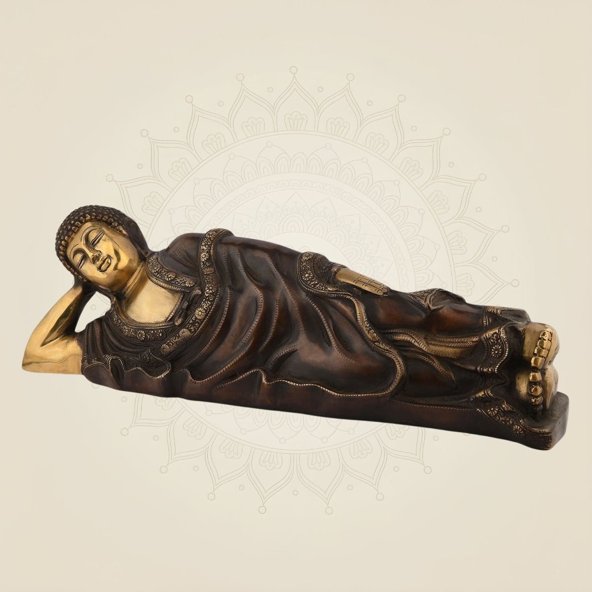 Pure Brass Reclining Buddha Idol
