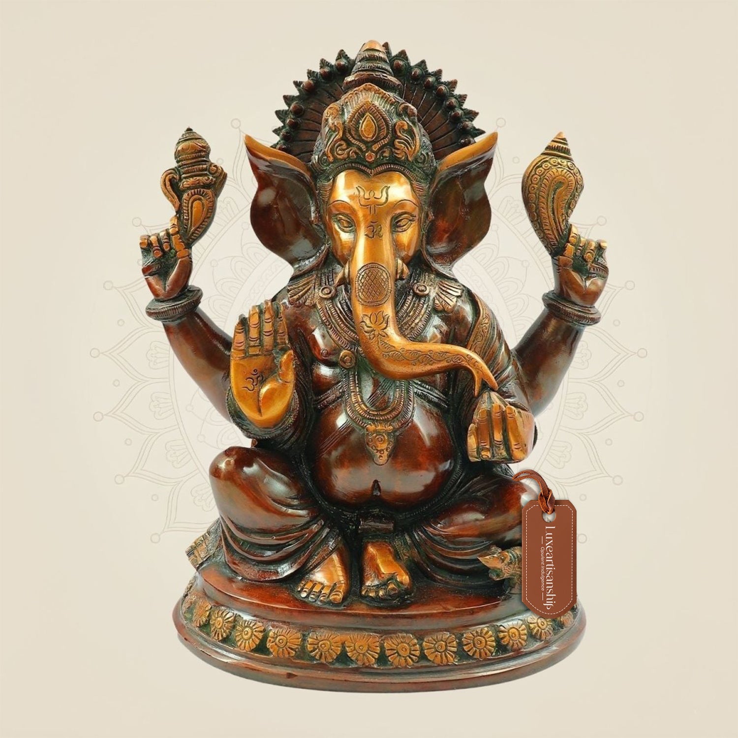 Brass Blessing Lord Ganesha Statue 12"