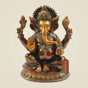 Brass Blessing Lord Ganesha Statue 12"