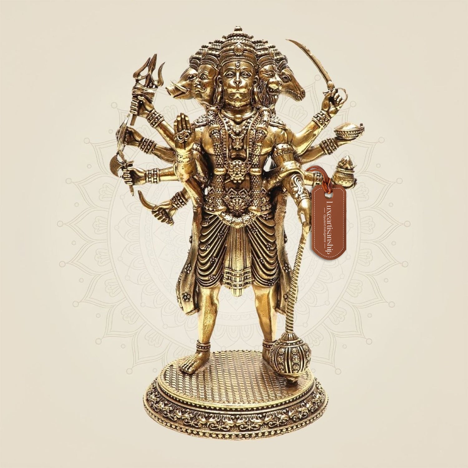 Standing Brass Panchmukhi Hanuman Idol