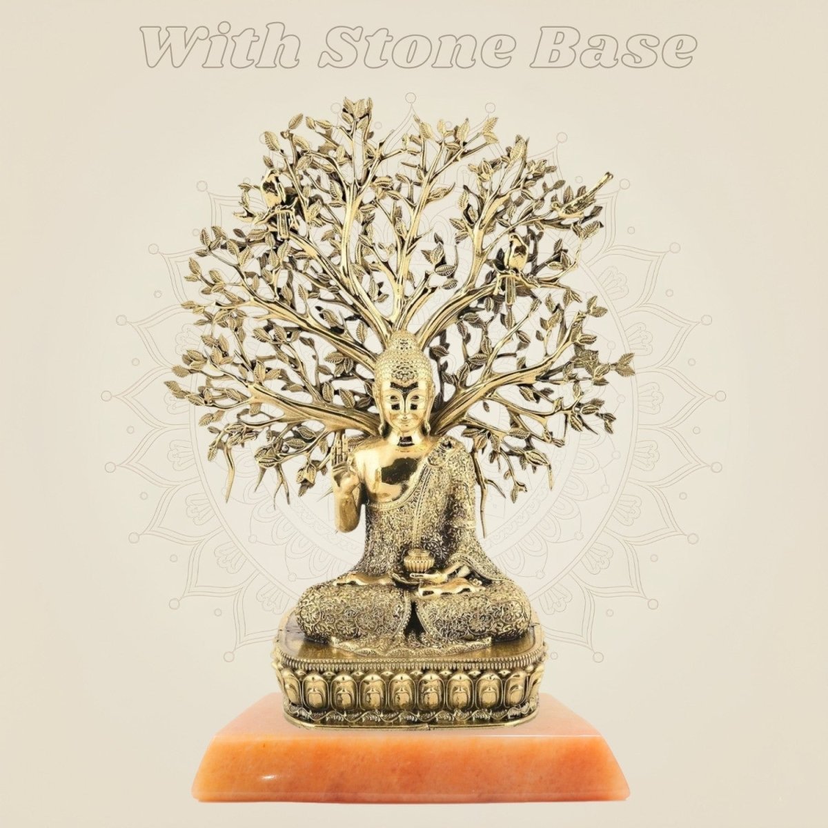 Brass buddha murti with gemstone base