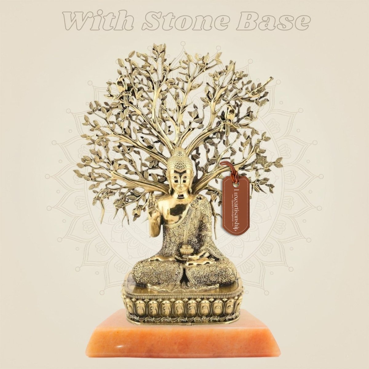 Brass buddha murti with gemstone base
