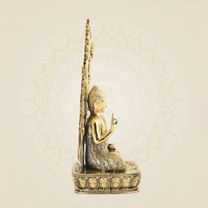 Brass Buddha Under Bodhi Tree Idol