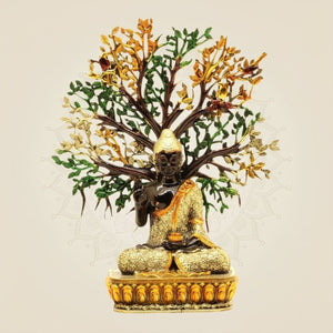 6.5" Brass Buddha Under Bodhi Tree
