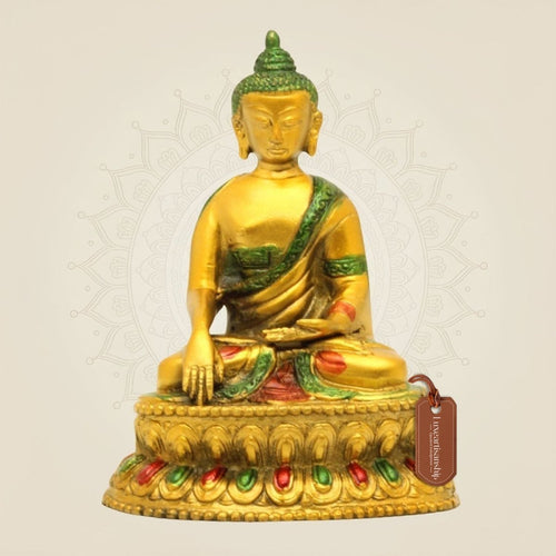 6.5" Hand-Painted Brass Buddha Statue – Vastu Idol for Calm Decor