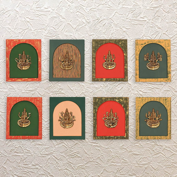 12" Wall Frame with Ashtalakshmi Set – Wooden Art for Pooja, Vastu & Wealth