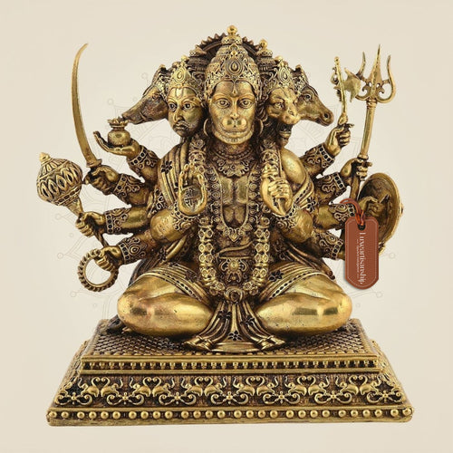 5.75" Panchmukhi Hanuman Idol – Pure Brass Handcrafted Lightweight Sculpture
