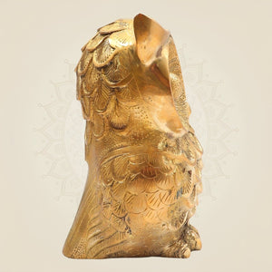 7" Big Size Brass Owl Figurine with Detailed Carving - Luxeartisanship
