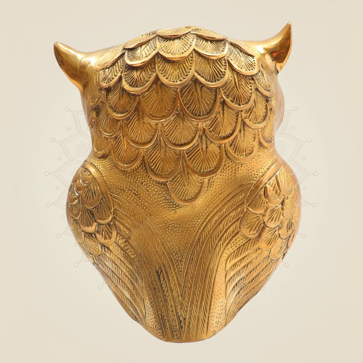 7" Big Size Brass Owl Figurine with Detailed Carving - Luxeartisanship