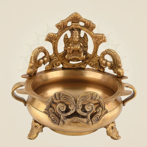 7" Brass Urli Bowl with Mata Design – Decorative Urli for Home & Festivals
