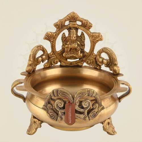 7" Brass Urli Bowl with Mata Design – Decorative Urli for Home & Festivals