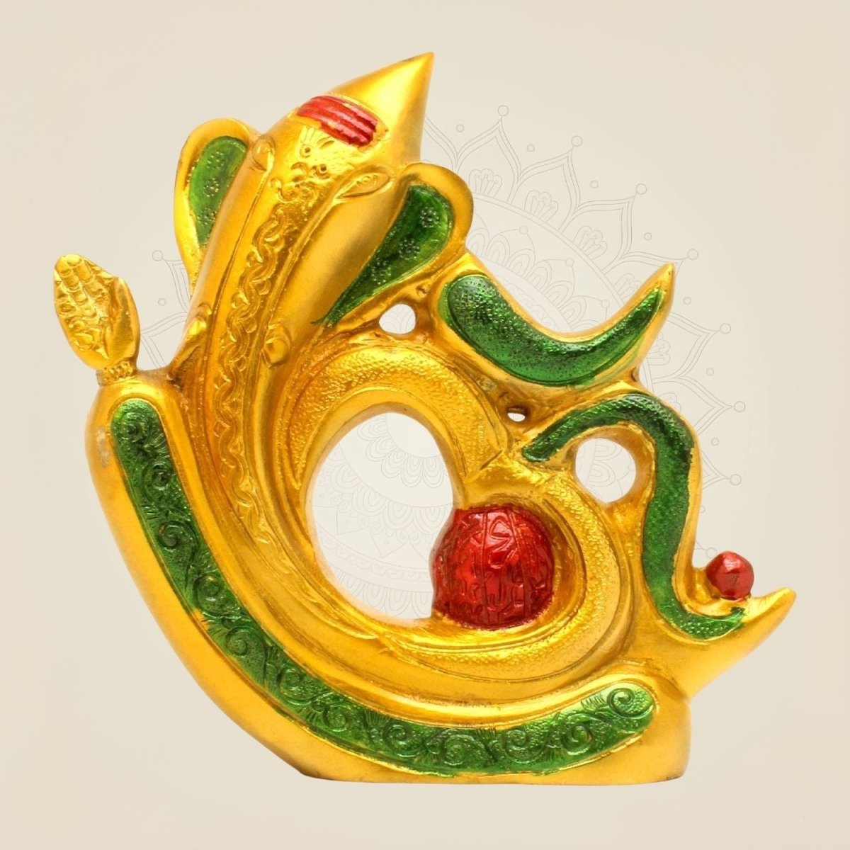 7" Hand - Painted Brass Ganesh Idol – Modern Blessing Statue - Luxeartisanship