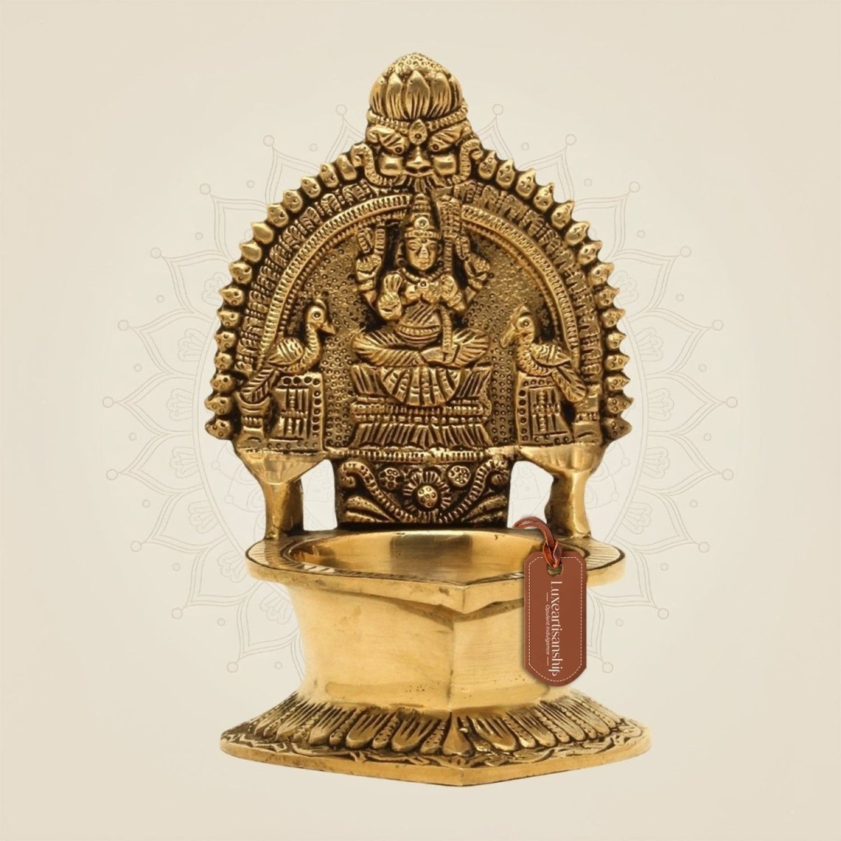 Handcrafted Brass Lakshmi Deepam - Oil Diya Decor - Luxeartisanship